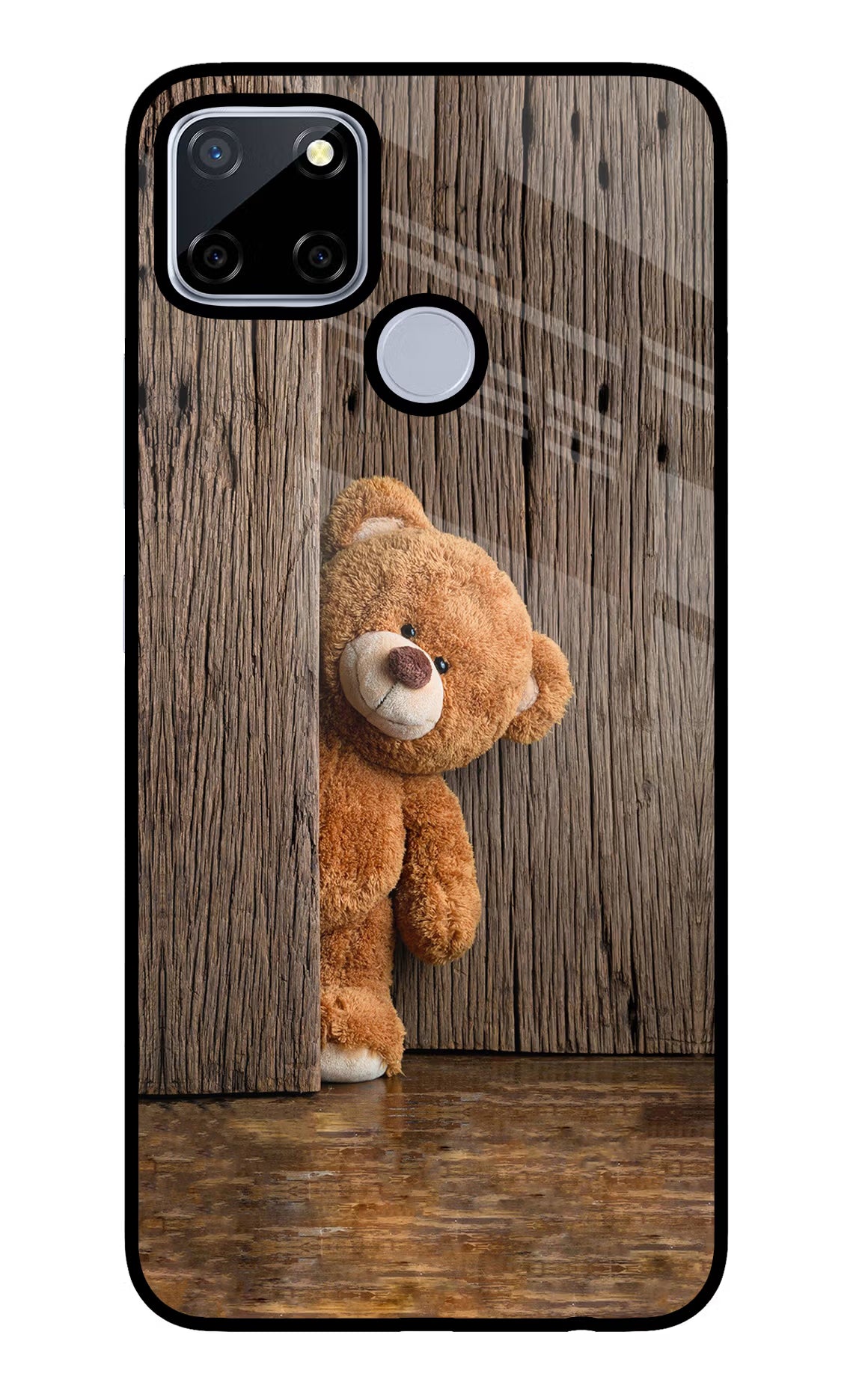 Teddy Wooden Realme C12/Narzo 20 Glass Case Back Cover by Casekaro