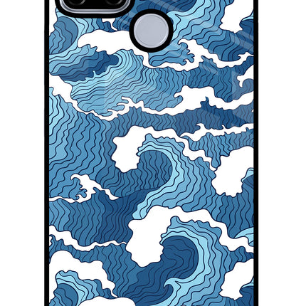 Blue Waves Realme C12/Narzo 20 Glass Case Back Cover by Casekaro