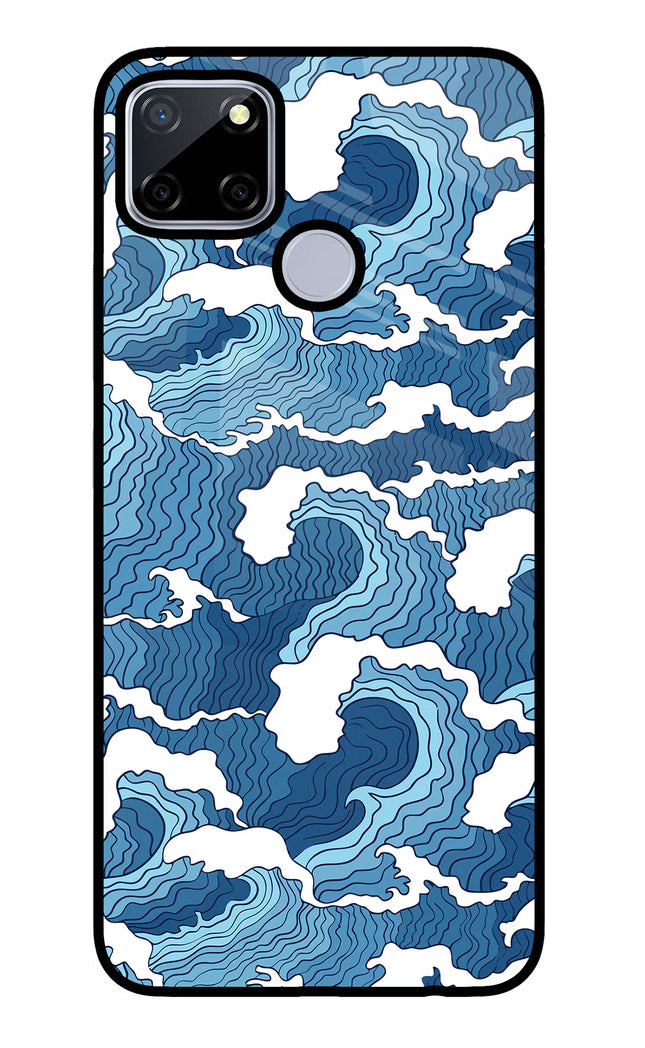 Blue Waves Realme C12/Narzo 20 Glass Case Back Cover by Casekaro