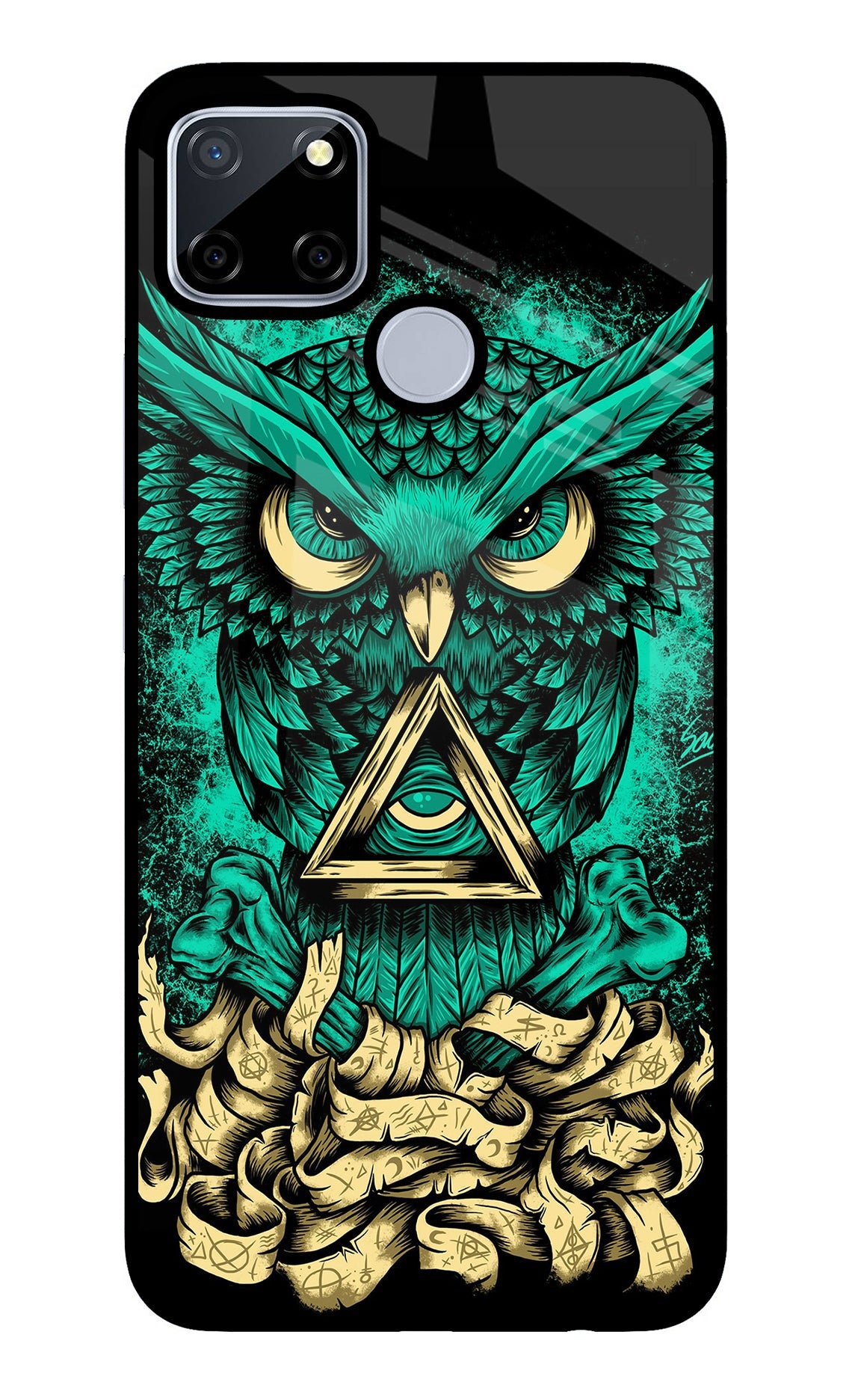 Green Owl Realme C12/Narzo 20 Glass Case