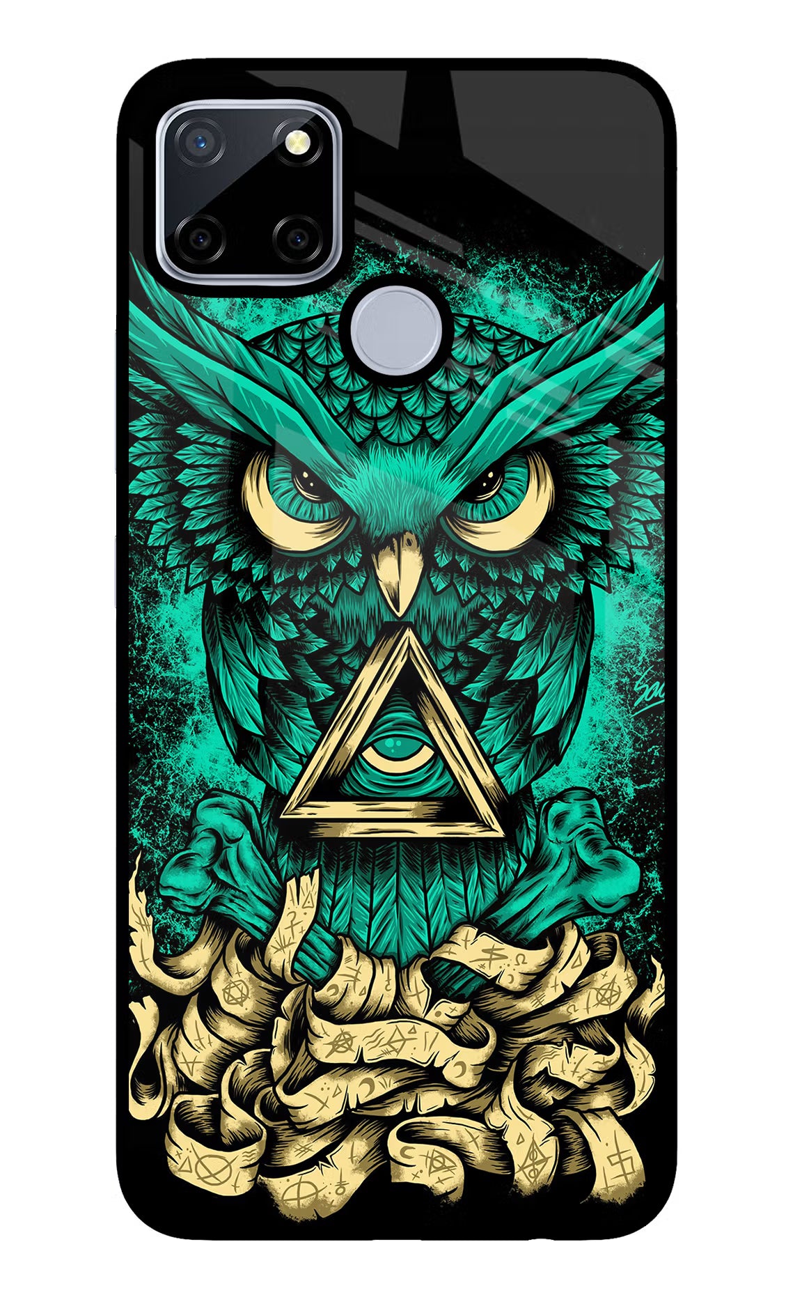 Green Owl Realme C12/Narzo 20 Glass Case Back Cover by Casekaro