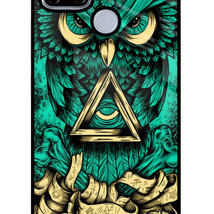 Green Owl Realme C12/Narzo 20 Glass Case Back Cover by Casekaro