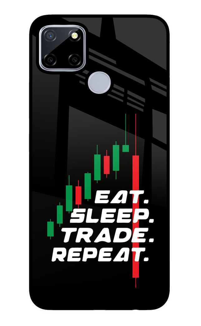 Eat Sleep Trade Repeat Realme C12/Narzo 20 Glass Case Back Cover by Casekaro