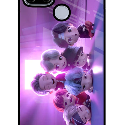 BTS Chibi Realme C12/Narzo 20 Glass Case Back Cover by Casekaro