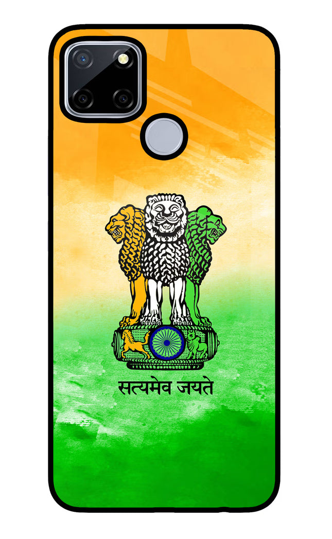 Satyamev Jayate Flag Realme C12/Narzo 20 Glass Case Back Cover by Casekaro