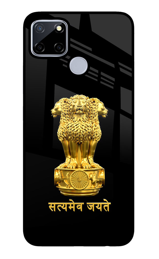 Satyamev Jayate Golden Realme C12/Narzo 20 Glass Case Back Cover by Casekaro