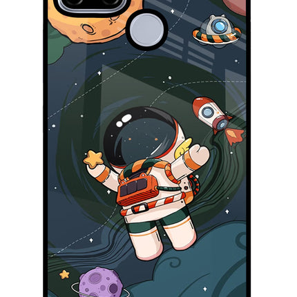 Cartoon Astronaut Realme C12/Narzo 20 Glass Case