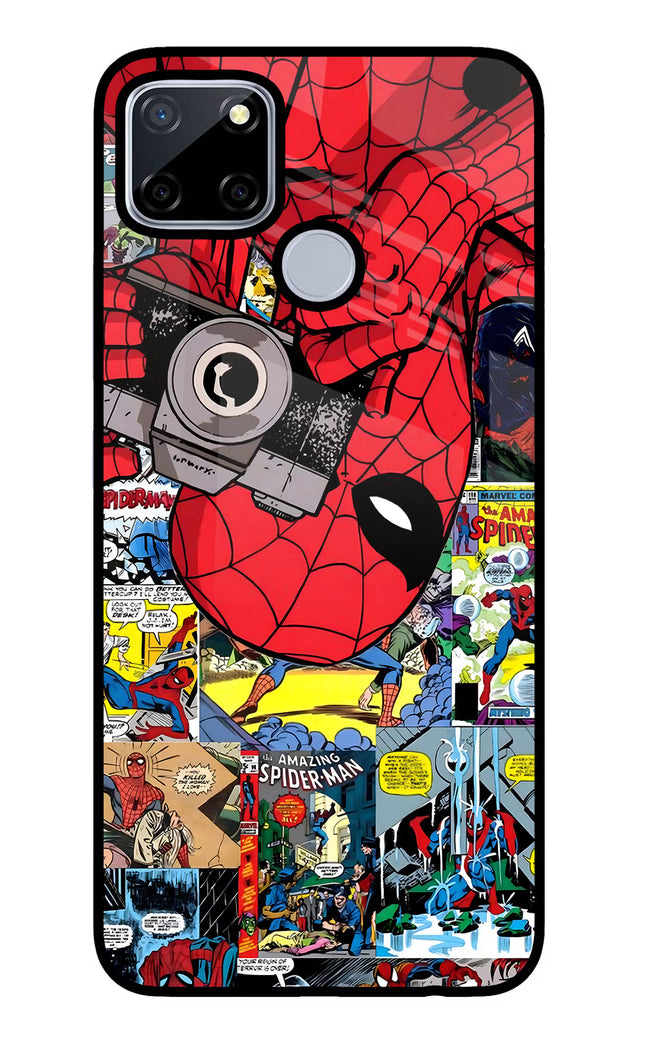 Spider Man Realme C12/Narzo 20 Glass Case Back Cover by Casekaro