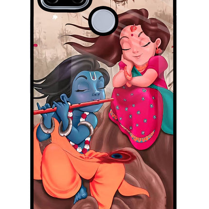 Radhe Krishna Realme C12/Narzo 20 Glass Case Back Cover by Casekaro