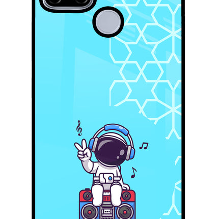 Cute Astronaut Chilling Realme C12/Narzo 20 Glass Case Back Cover by Casekaro