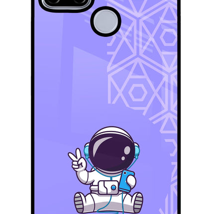 Cute Astronaut Chilling Realme C12/Narzo 20 Glass Case Back Cover by Casekaro