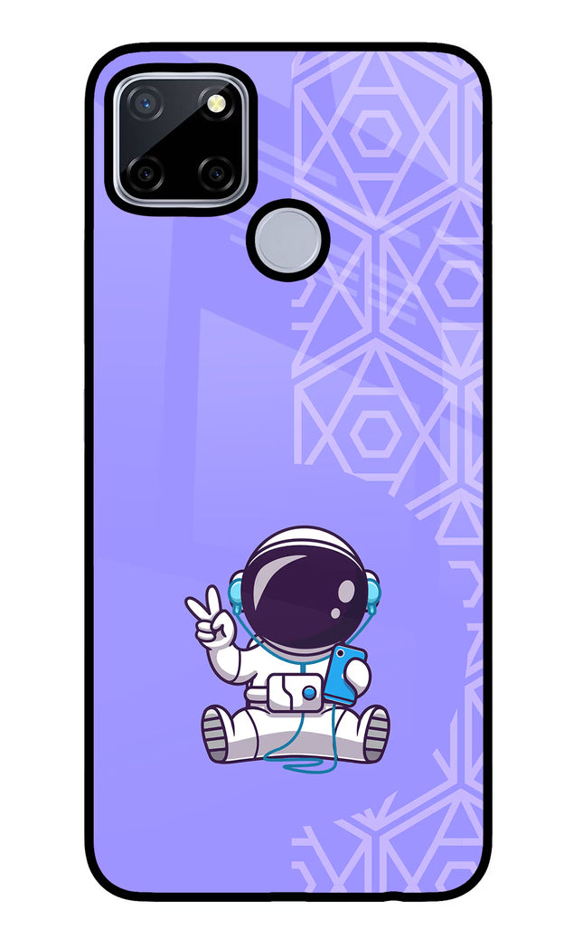 Cute Astronaut Chilling Realme C12/Narzo 20 Glass Case Back Cover by Casekaro
