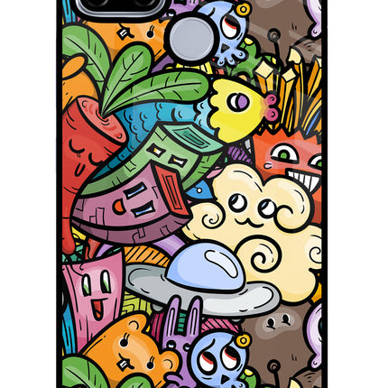 Veggie Doodle Realme C12/Narzo 20 Glass Case Back Cover by Casekaro