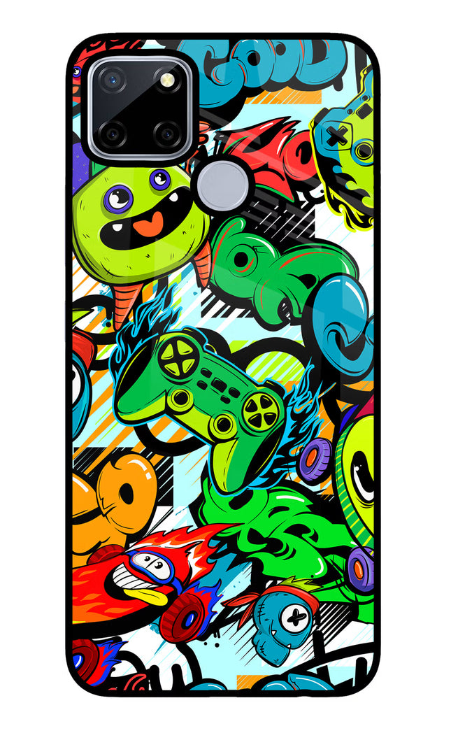 Game Doodle Realme C12/Narzo 20 Glass Case Back Cover by Casekaro