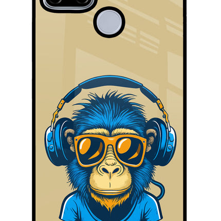Monkey Headphone Realme C12/Narzo 20 Glass Case Back Cover by Casekaro