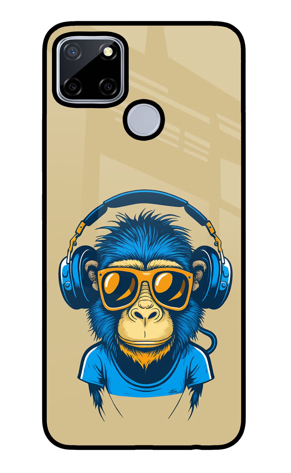 Monkey Headphone Realme C12/Narzo 20 Glass Case Back Cover by Casekaro