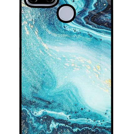 Blue Glitter Marble Realme C12/Narzo 20 Glass Case