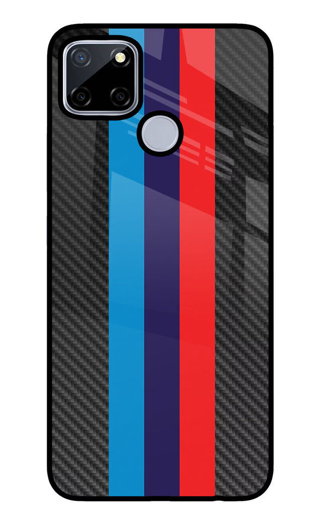 BMW Stripes Pattern Realme C12/Narzo 20 Glass Case Back Cover by Casekaro