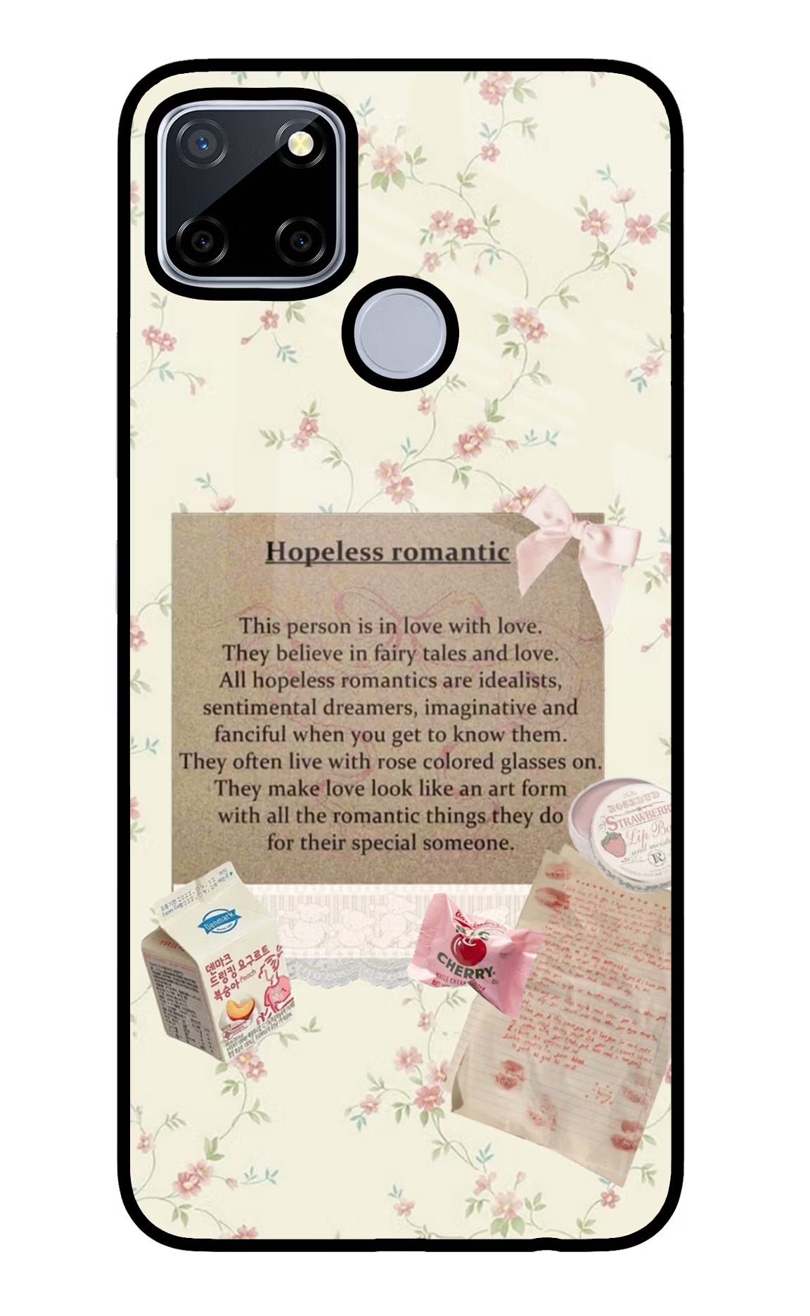 Hopeless Romantic Realme C12/Narzo 20 Glass Case Back Cover by Casekaro