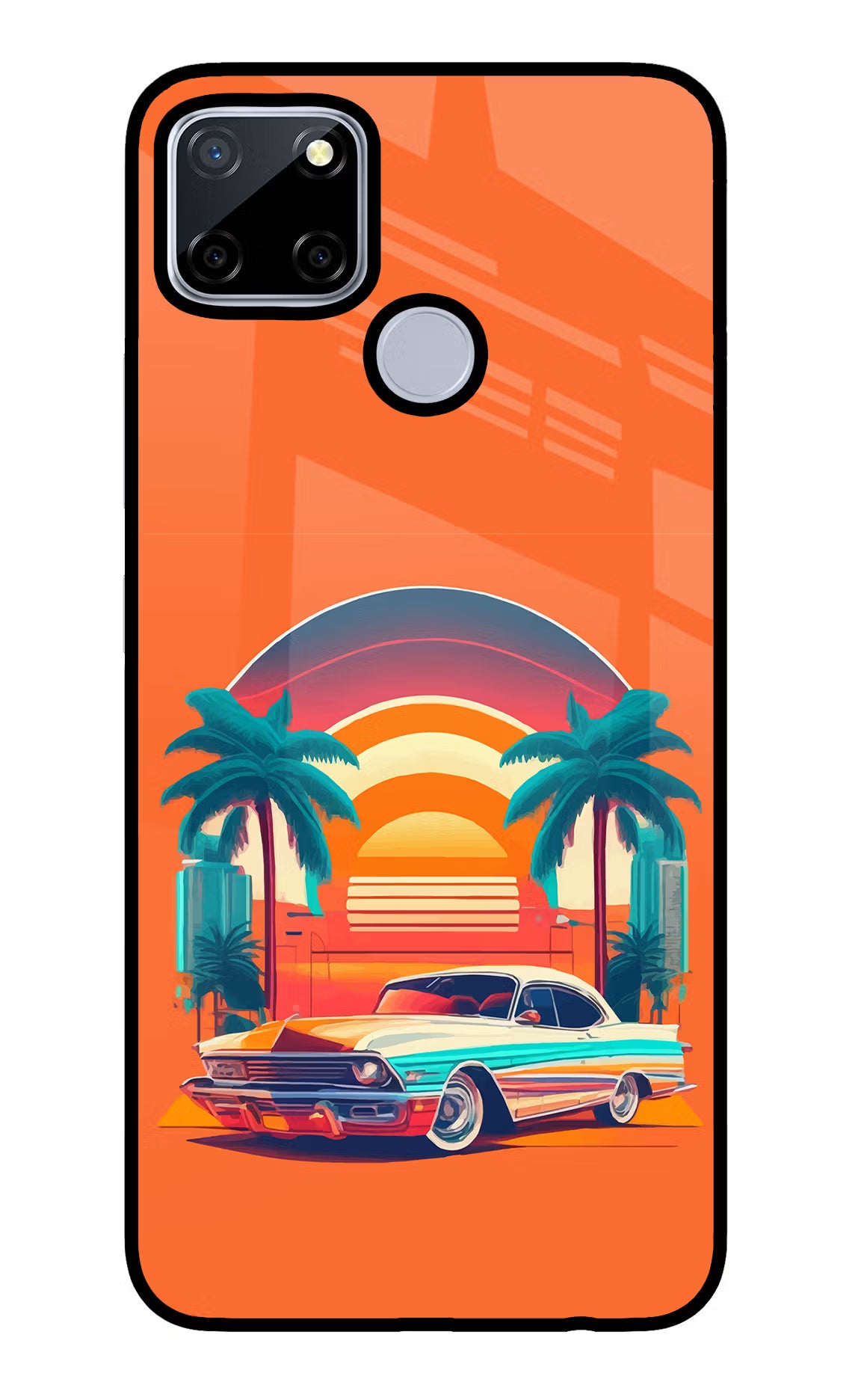 Palm Drive 80s Realme C12/Narzo 20 Glass Case Back Cover by Casekaro