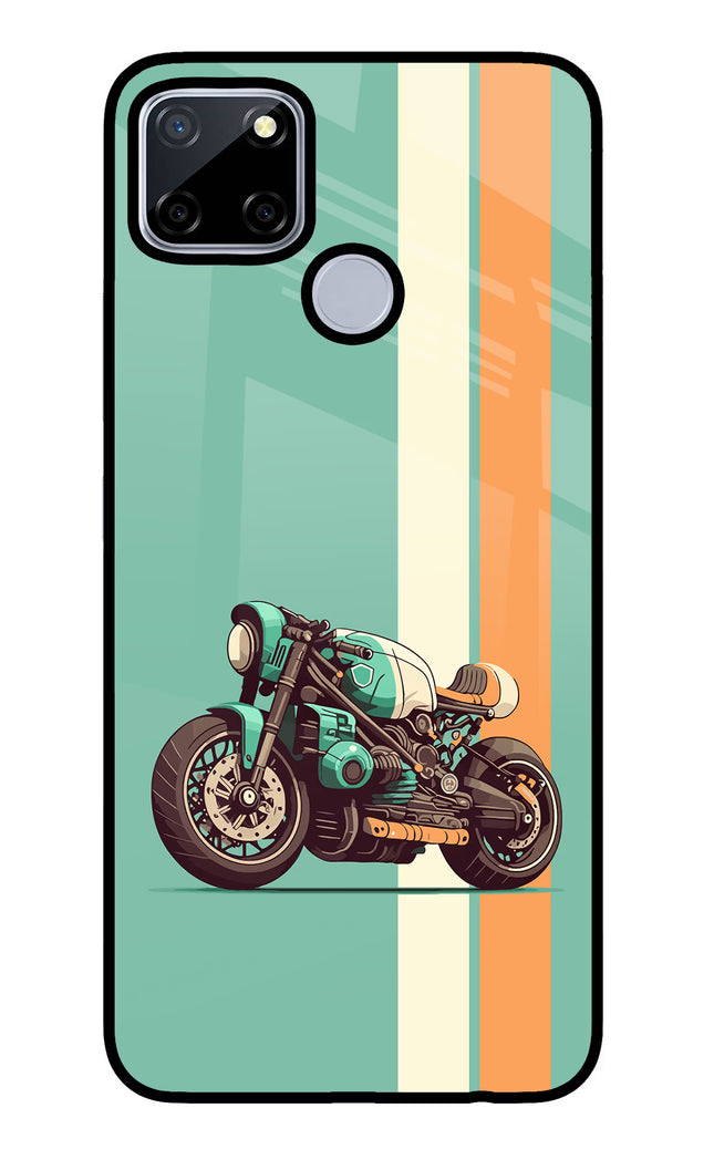 Striped Moto Drift Realme C12/Narzo 20 Glass Case Back Cover by Casekaro