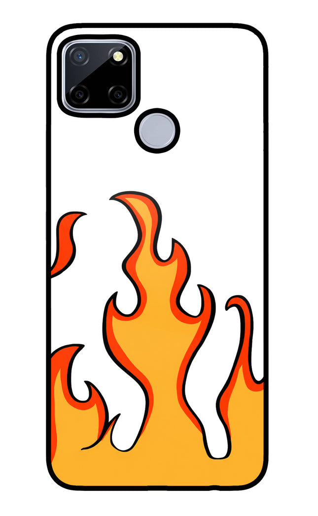 Fired Up – White Realme C12/Narzo 20 Glass Case Back Cover by Casekaro