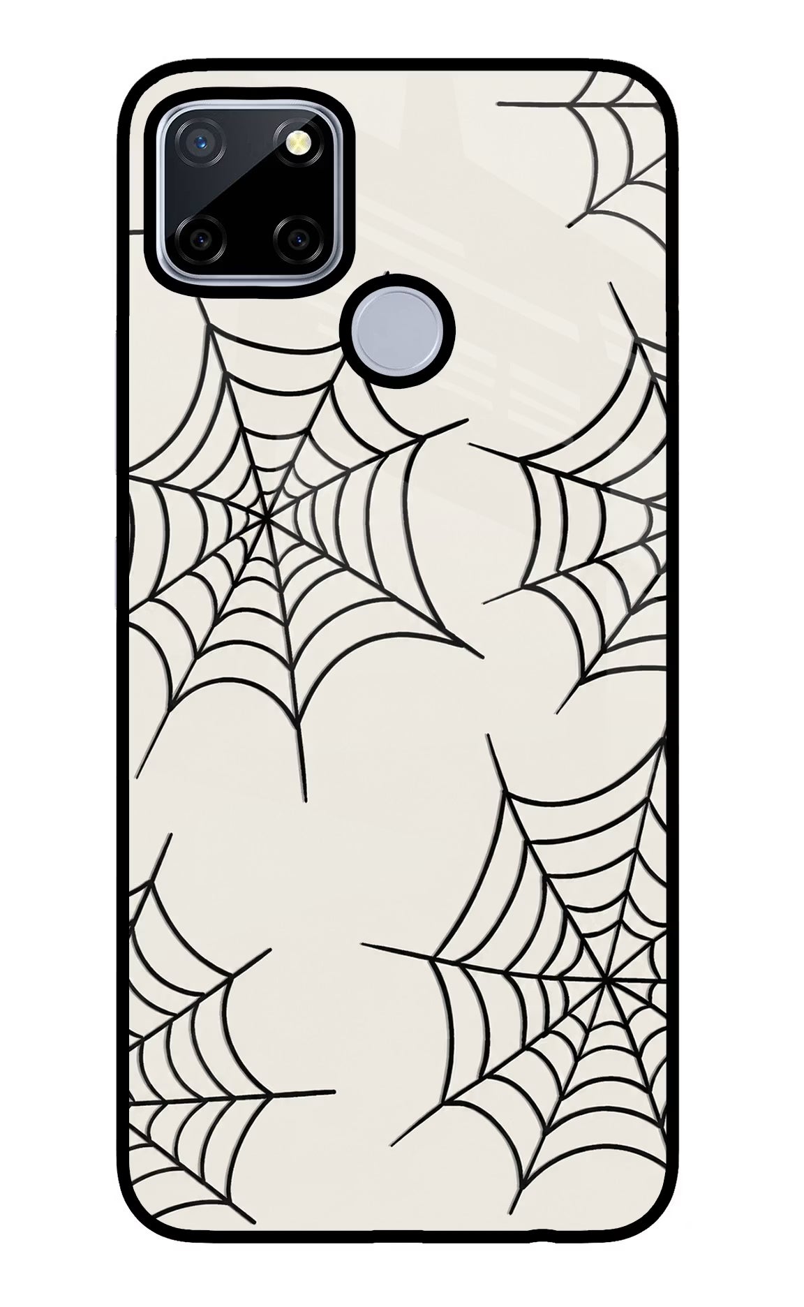 Spider Web Realme C12/Narzo 20 Glass Case Back Cover by Casekaro