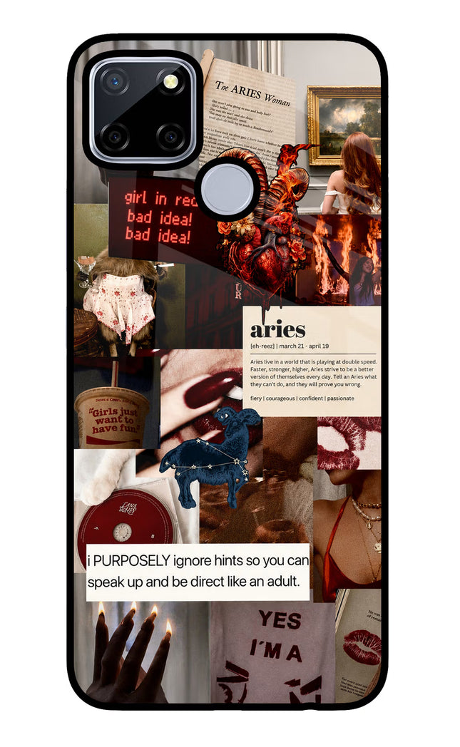 Zodiac Aries Realme C12/Narzo 20 Glass Case Back Cover by Casekaro