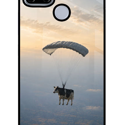 Skydiving Cow Realme C12/Narzo 20 Glass Case