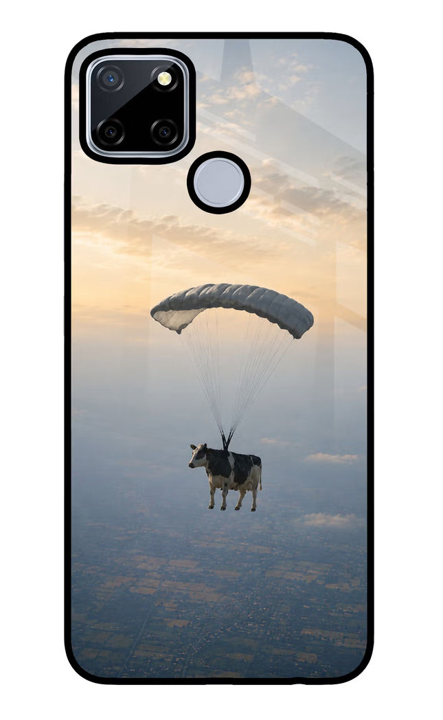 Skydiving Cow Realme C12/Narzo 20 Glass Case