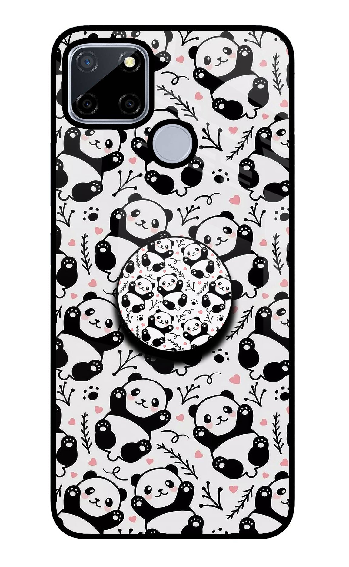 Cute Panda Realme C12/Narzo 20 Glass Case