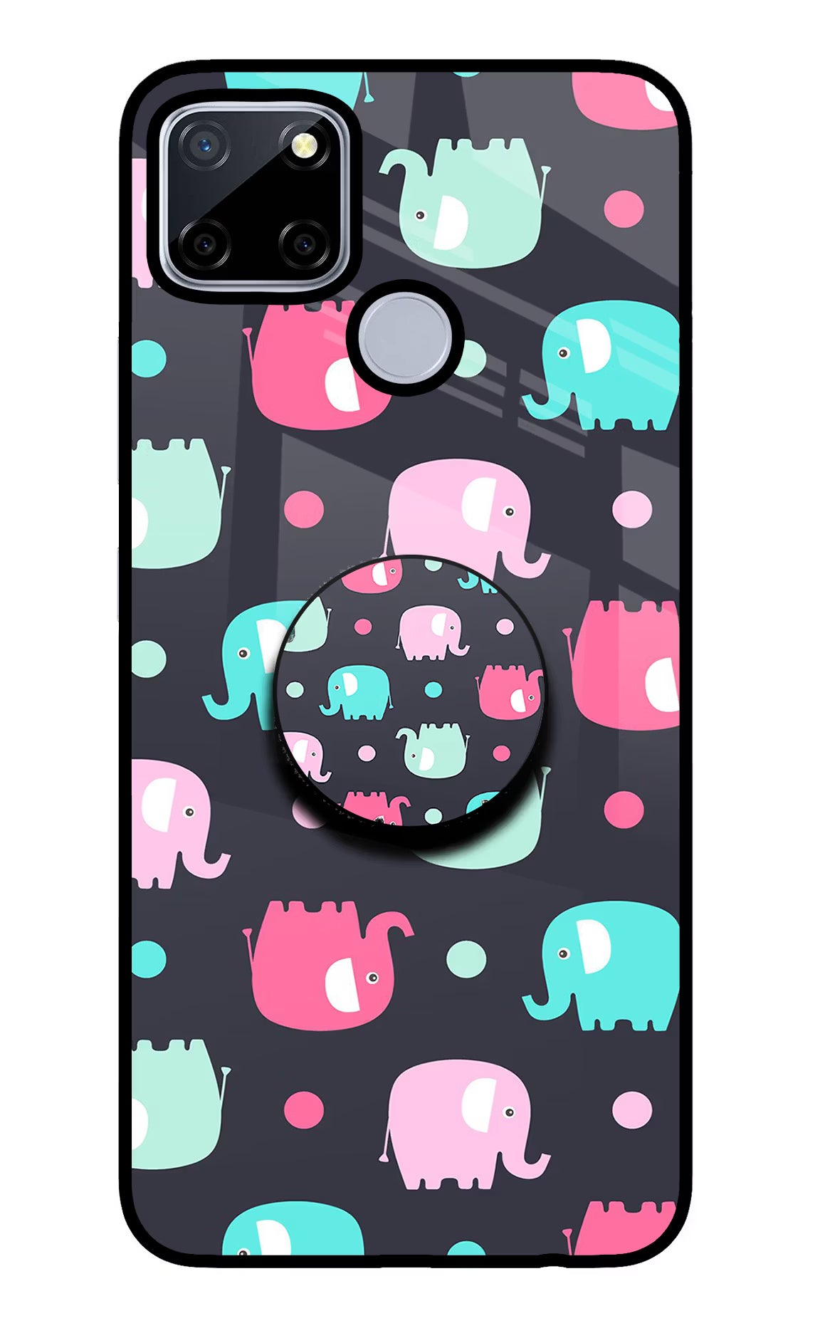 Baby Elephants Realme C12/Narzo 20 Glass Case
