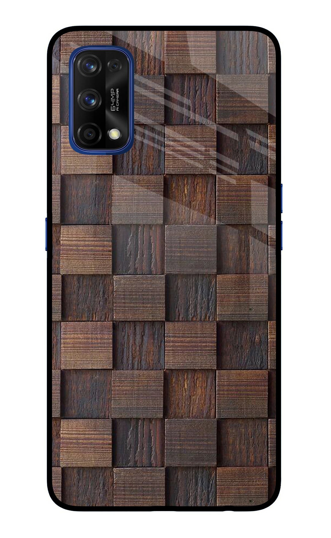 Wooden Cube Design Realme 7 Pro Glass Case