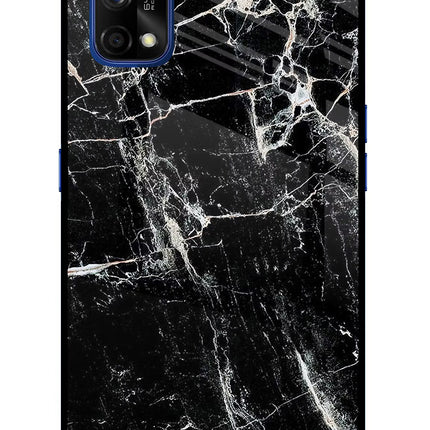 Black Marble Texture Realme 7 Pro Glass Case Back Cover by Casekaro