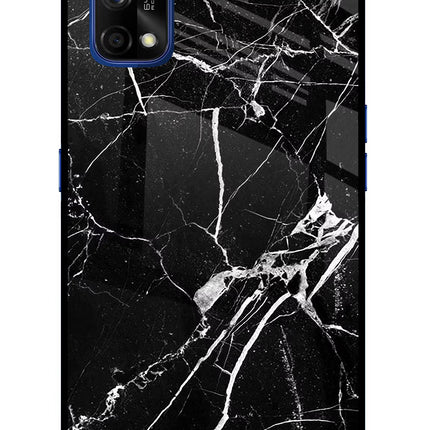 Black Marble Pattern Realme 7 Pro Glass Case Back Cover by Casekaro