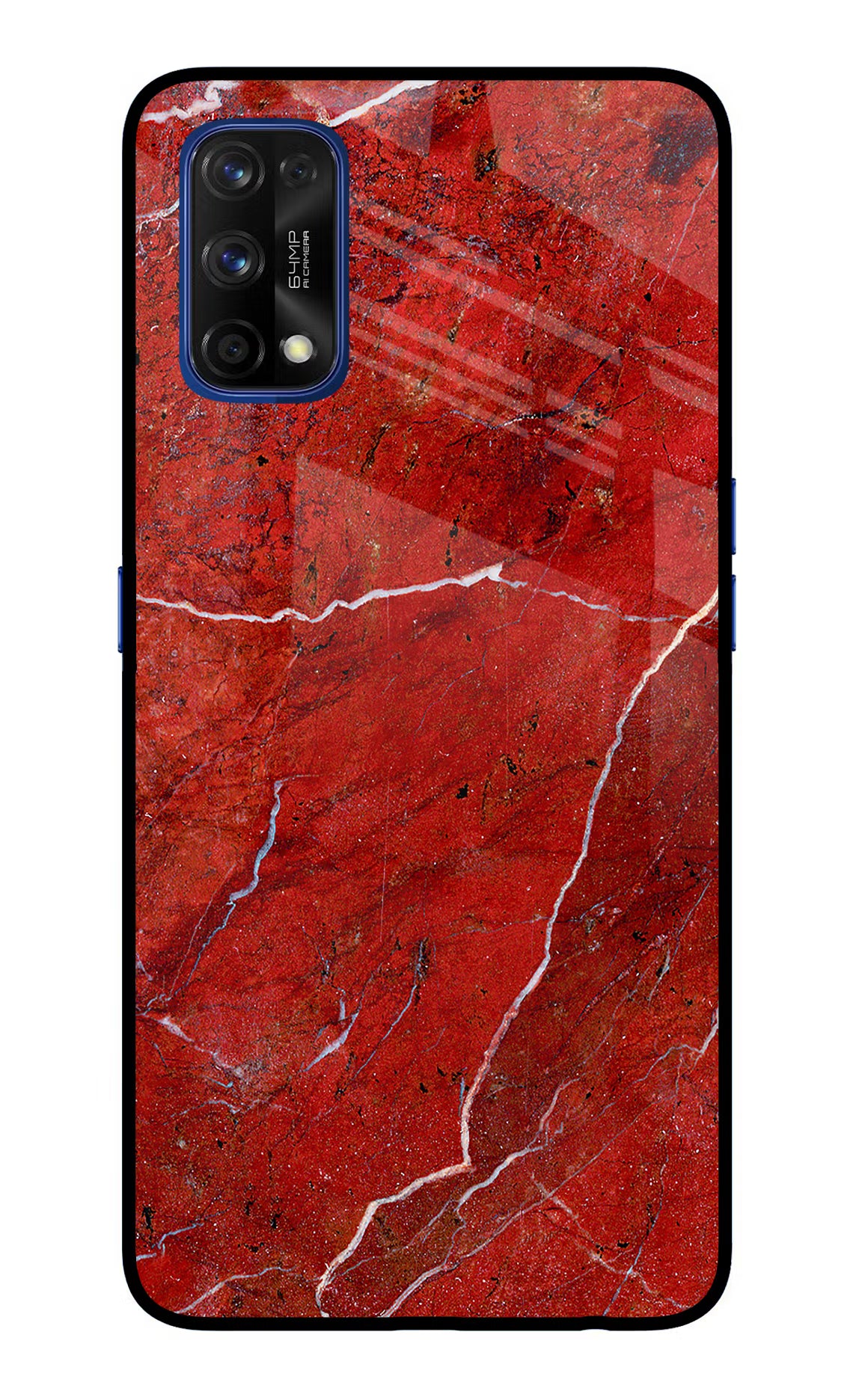 Red Marble Design Realme 7 Pro Glass Case Back Cover by Casekaro