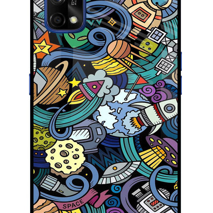Space Abstract Realme 7 Pro Glass Case Back Cover by Casekaro