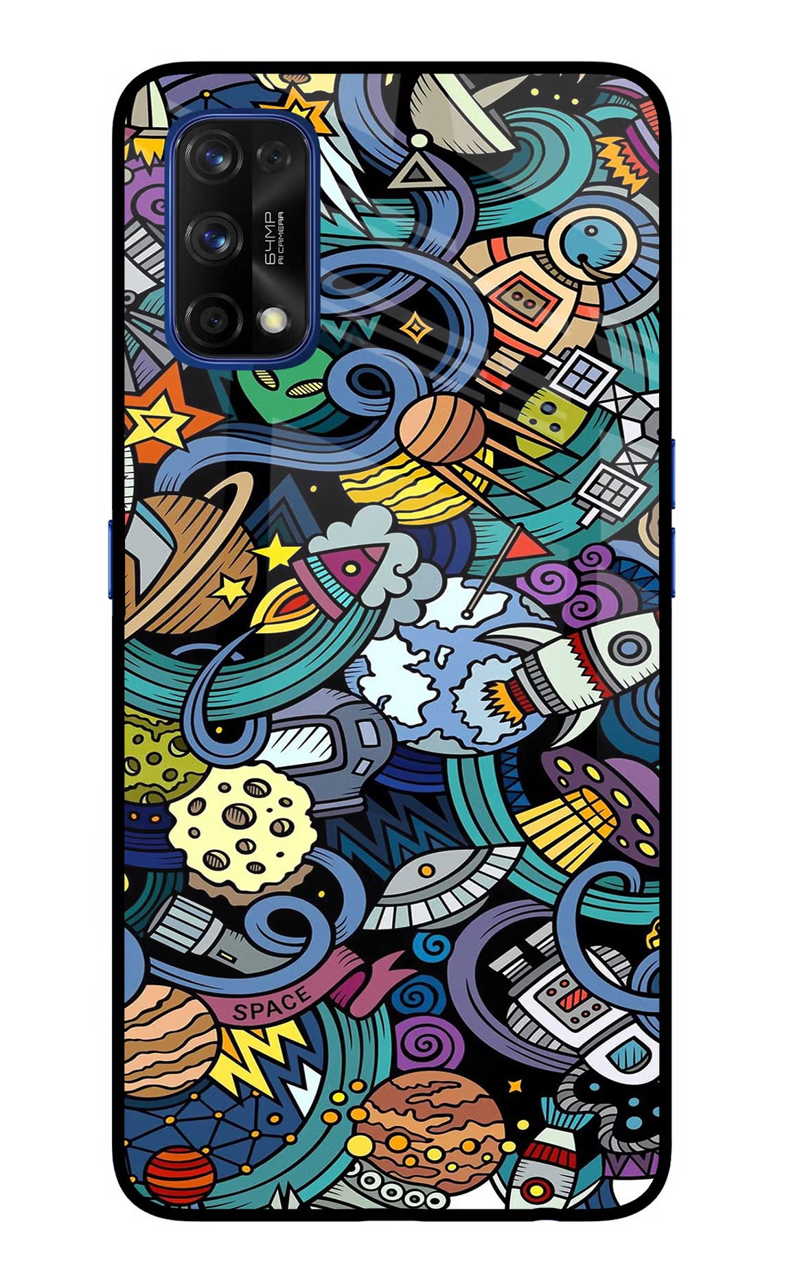 Space Abstract Realme 7 Pro Glass Case Back Cover by Casekaro