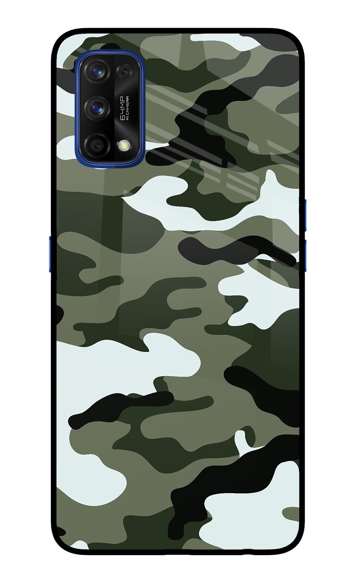 Camouflage Realme 7 Pro Glass Case Back Cover by Casekaro