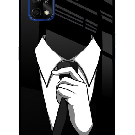 Black Tie Realme 7 Pro Glass Case Back Cover by Casekaro