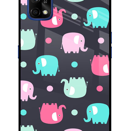 Elephants Realme 7 Pro Glass Case Back Cover by Casekaro