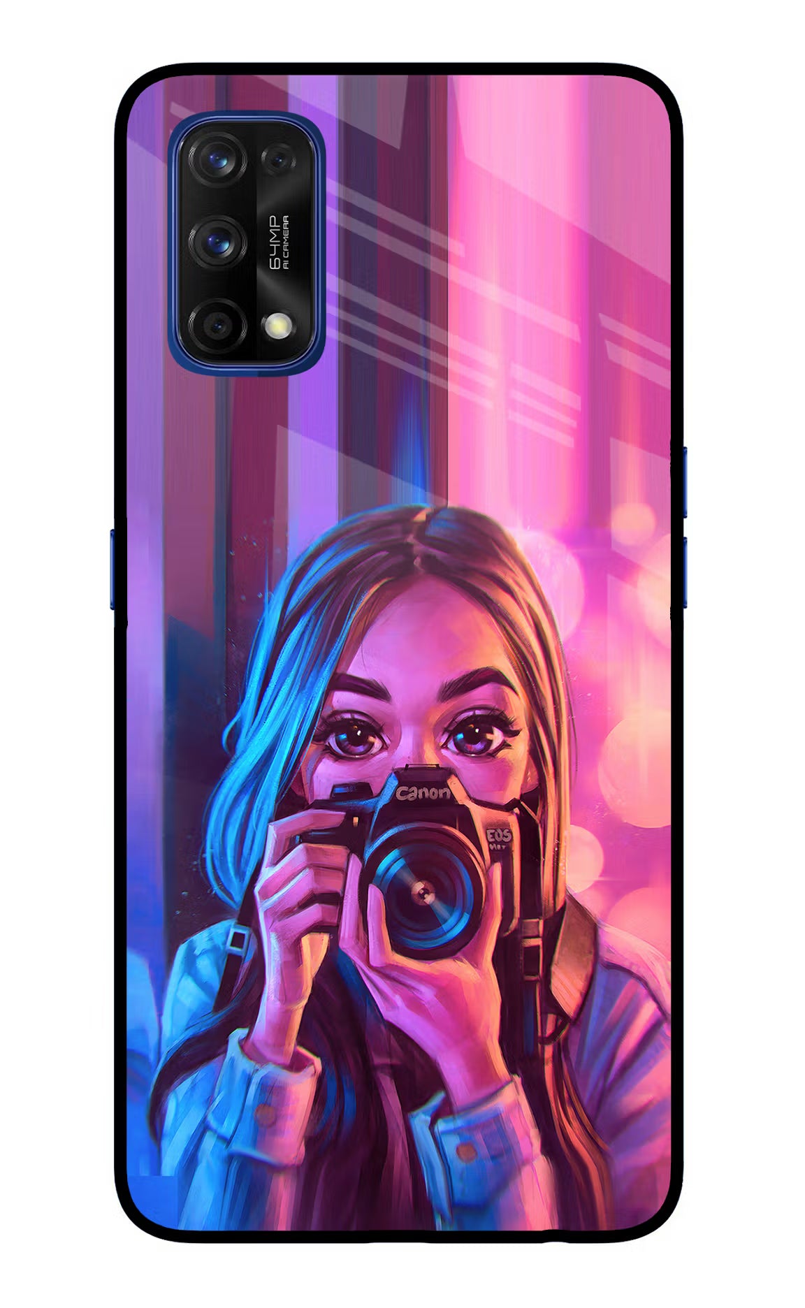 Girl Photographer Realme 7 Pro Glass Case Back Cover by Casekaro