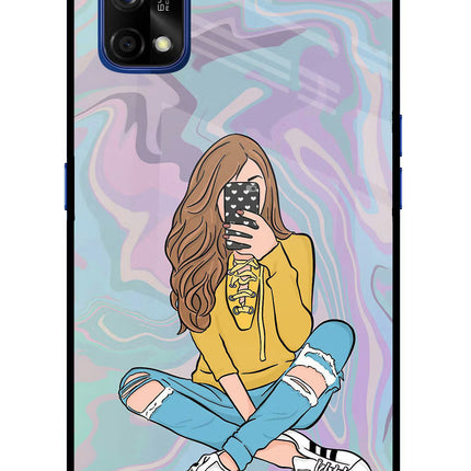 Selfie Girl Realme 7 Pro Glass Case Back Cover by Casekaro
