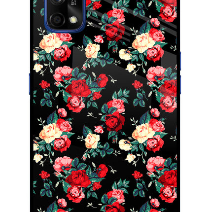 Rose Pattern Realme 7 Pro Glass Case Back Cover by Casekaro