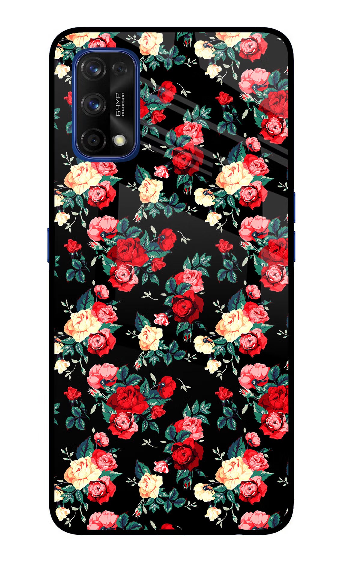 Rose Pattern Realme 7 Pro Glass Case Back Cover by Casekaro