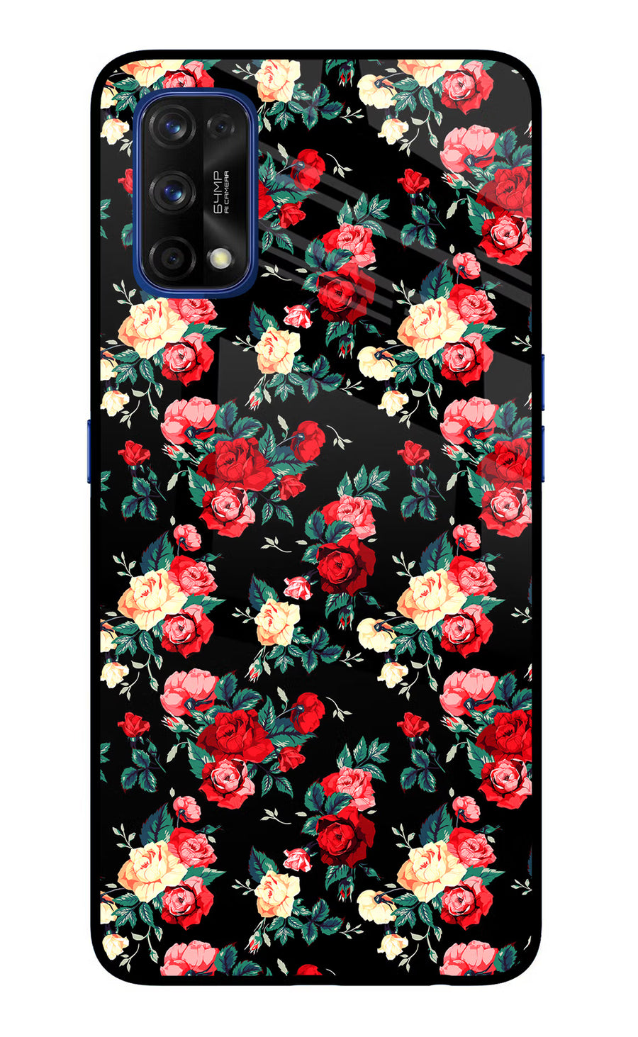 Rose Pattern Realme 7 Pro Back Cover, Glass case