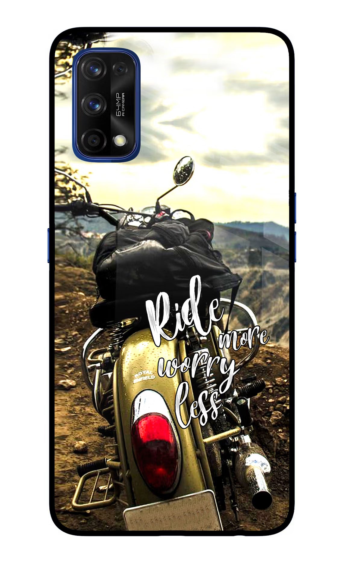 Ride More Worry Less Realme 7 Pro Glass Case Back Cover by Casekaro