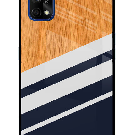 Blue and white wooden Realme 7 Pro Glass Case Back Cover by Casekaro