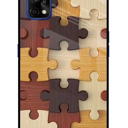 Wooden Puzzle Realme 7 Pro Glass Case Back Cover by Casekaro