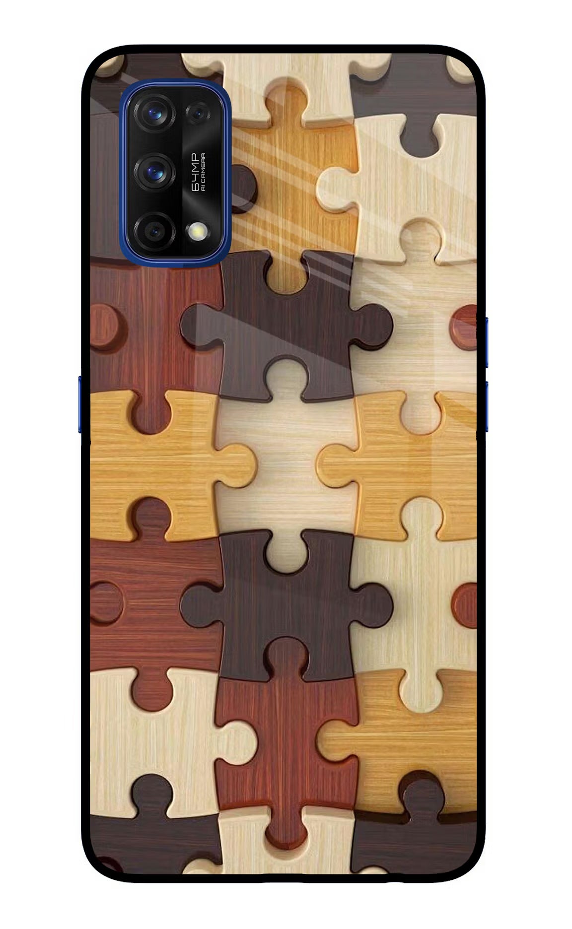 Wooden Puzzle Realme 7 Pro Glass Case Back Cover by Casekaro